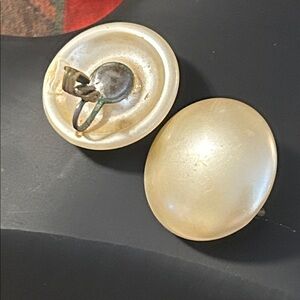 Elegant Cream Button Earrings